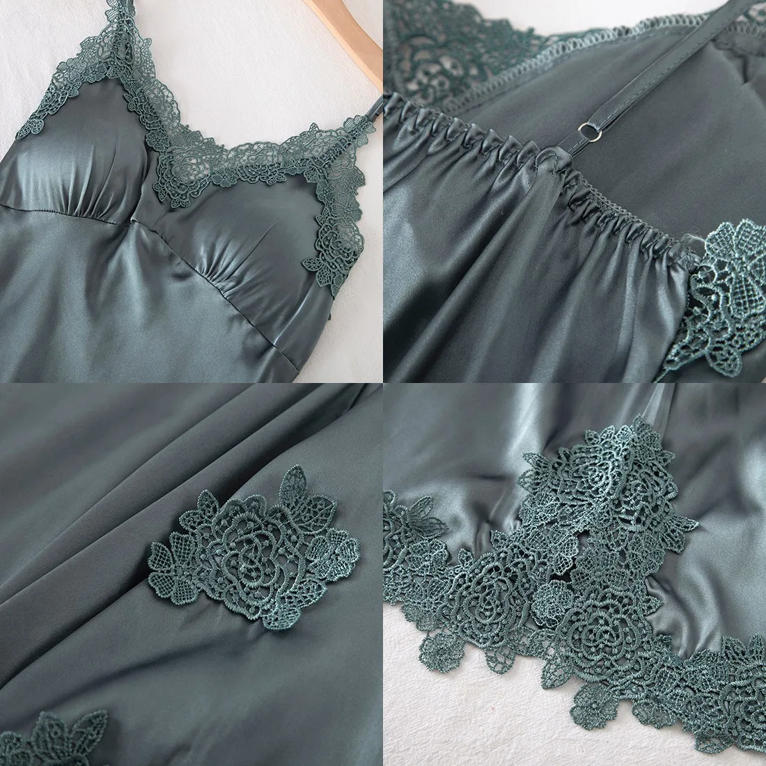 Кружевной женский Пижамный костюм атласная сексуальная пижама летняя Пижама с