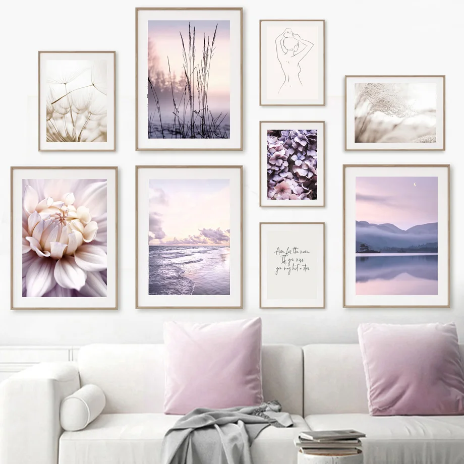 

Purple Flower Lake Reed Beach Dandelion Quotes Wall Art Canvas Painting Nordic Posters And Prints Decor Pictures For Living Room