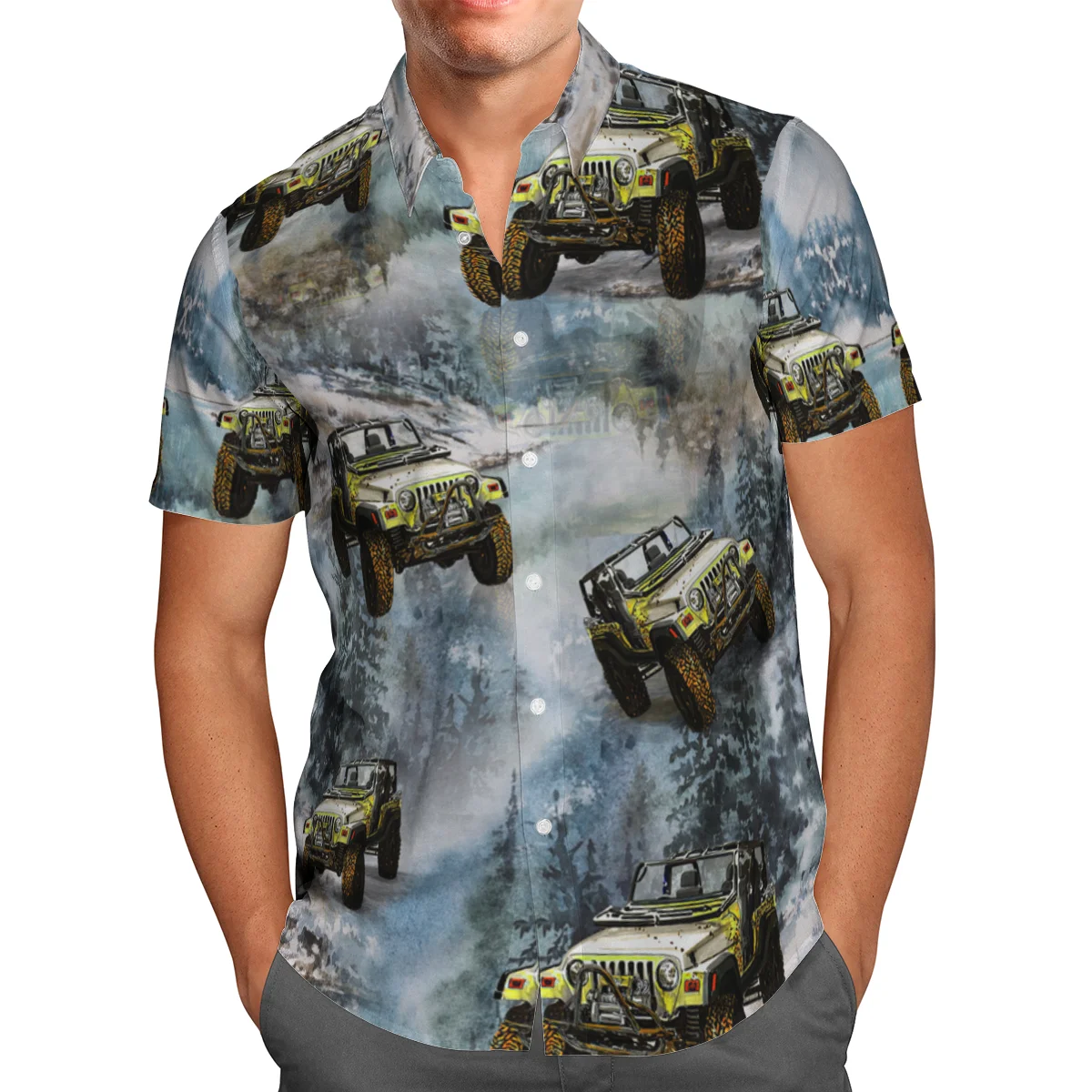 

2021 New 3D Printing Car Hawaii Shirt Men Summer Colorful Short Sleeved Shirts Men Shirts Oversize Camisa Social 5XL S107