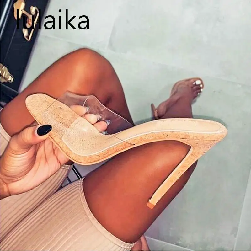 2020 г. Новые Модные прозрачные пикантные женские летние шлепанцы из ПВХ с острым