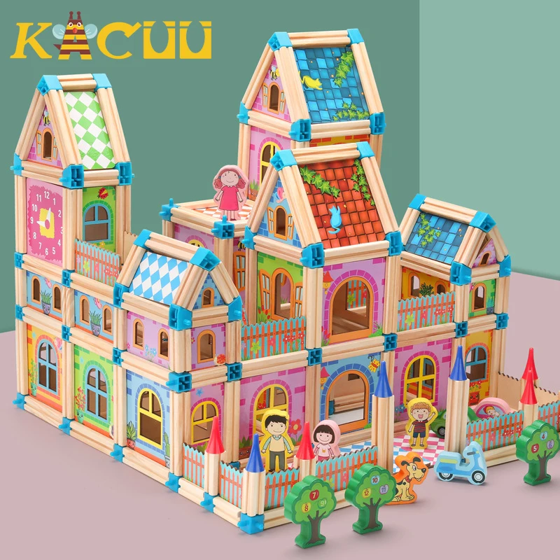 Детские игрушки большой размер деревянный блок креативный мастер архитектуры