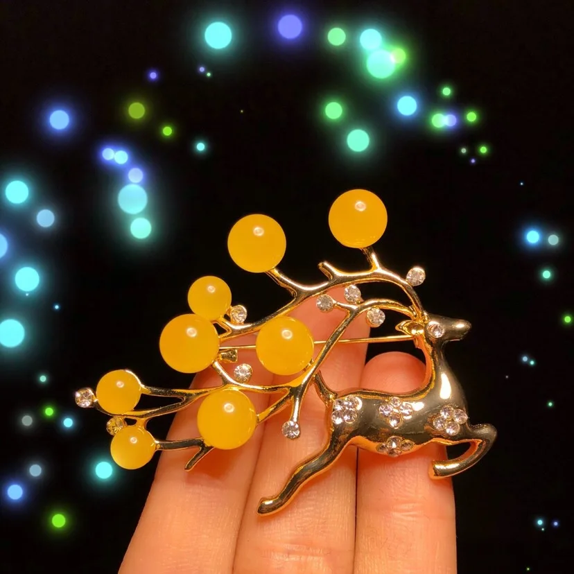 

Natural amber brooch brooches gifts for women fawn amber brooch pin geometric brooch indian jewelry