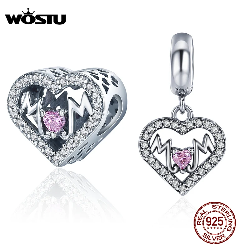 Браслет WOSTU C395 из 100% стерлингового серебра 925 пробы для мамы и сердца|charm making|charm