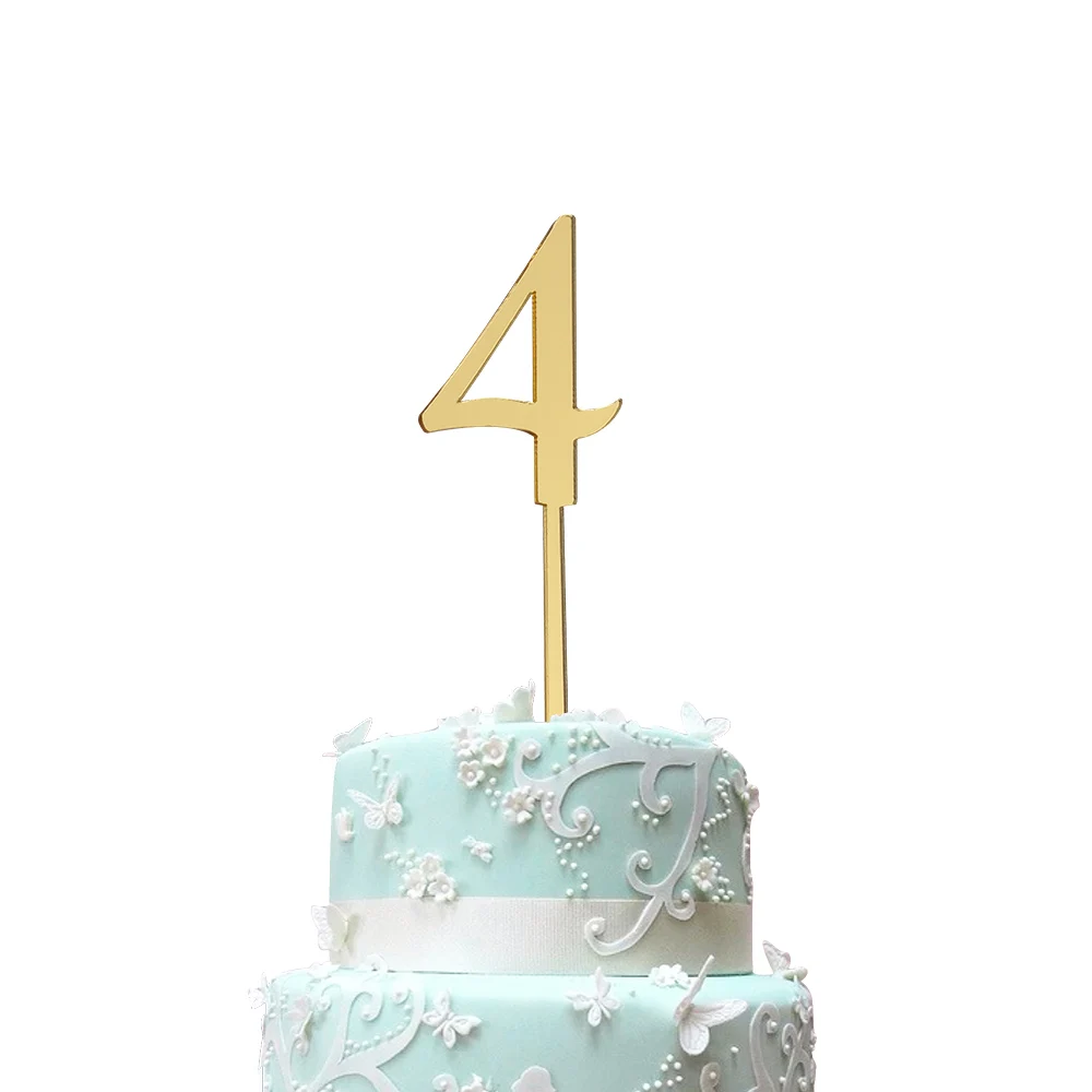 4 3pcs 1/3 шт цветные акриловые из метала золотого цвета номер торт Топпер Baby Shower Детские сувениры на день рождение подарки инструменты для украшения праздника вечерние поставки - Цвет: 4 3pcs