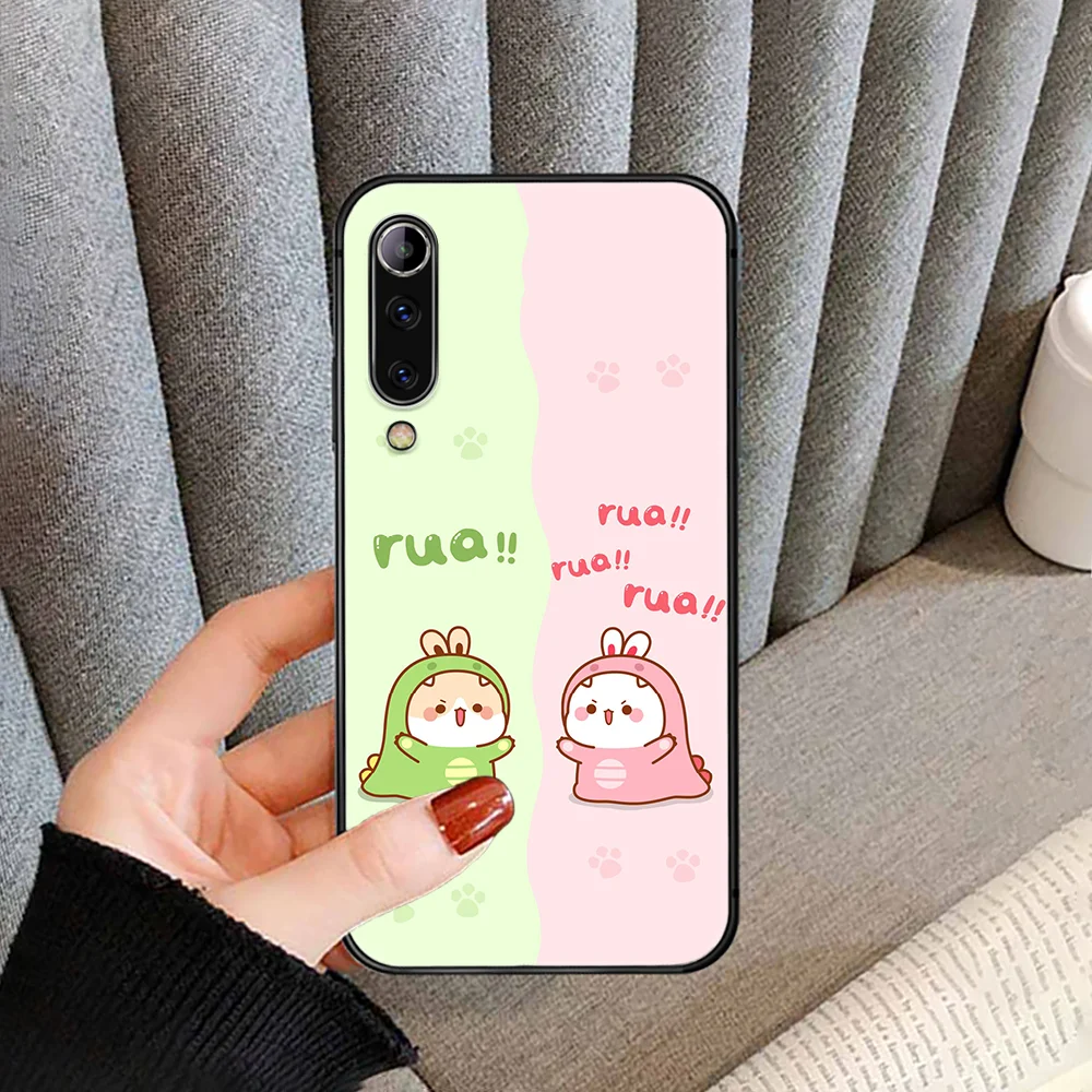 

Peach Cat cartoon cute Couple Phone Case cover For XIAOMI redmi note K 4 5 6 7 8 9 10 20 30 3 A X Pro ultra black back 3D cover