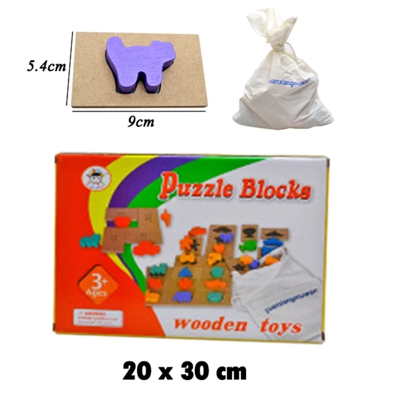 

Feel Find Icons Wooden Tile Puzzle Toys 3D Shape Matching Games Set Recessed Game Panel Jigsaw Education Learning Toys For Kids