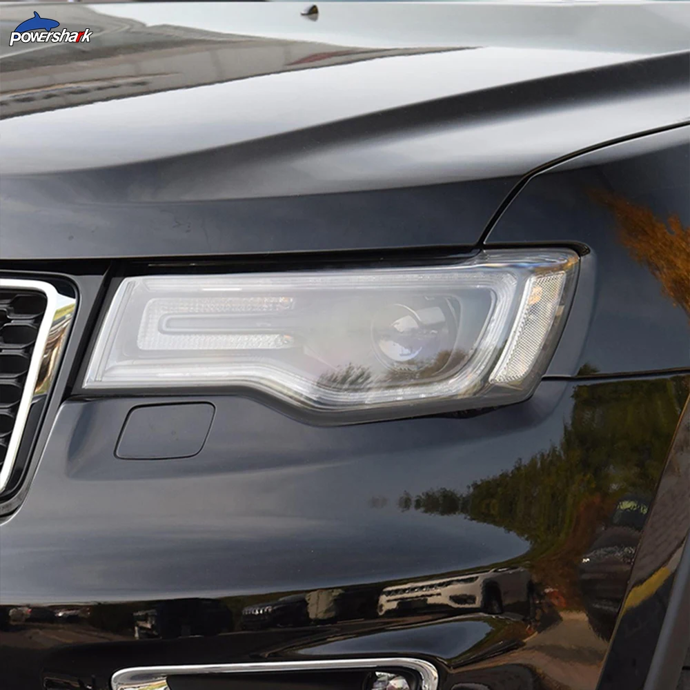 2 Pcs Car Headlight Tint Black Protective Film Protection Transparent TPU Sticker For Jeep Grand Cherokee WK2 2014 - Accessories |