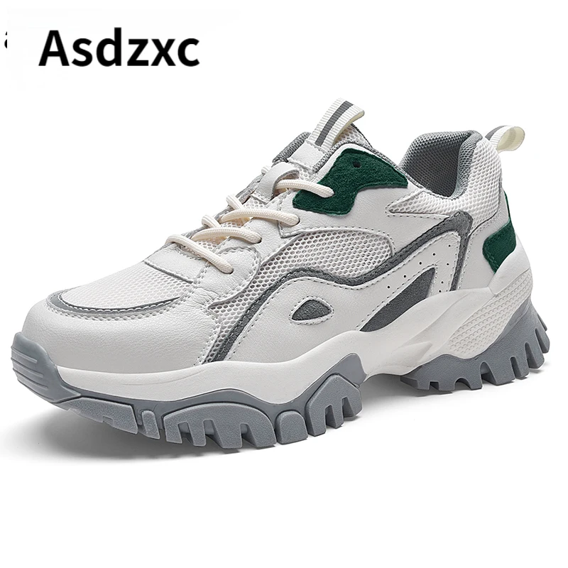 

Женские кроссовки с круглым носком, классический дизайн, на шнуровке, женская обувь на массивном каблуке на платформе, новинка 2021, женская п...