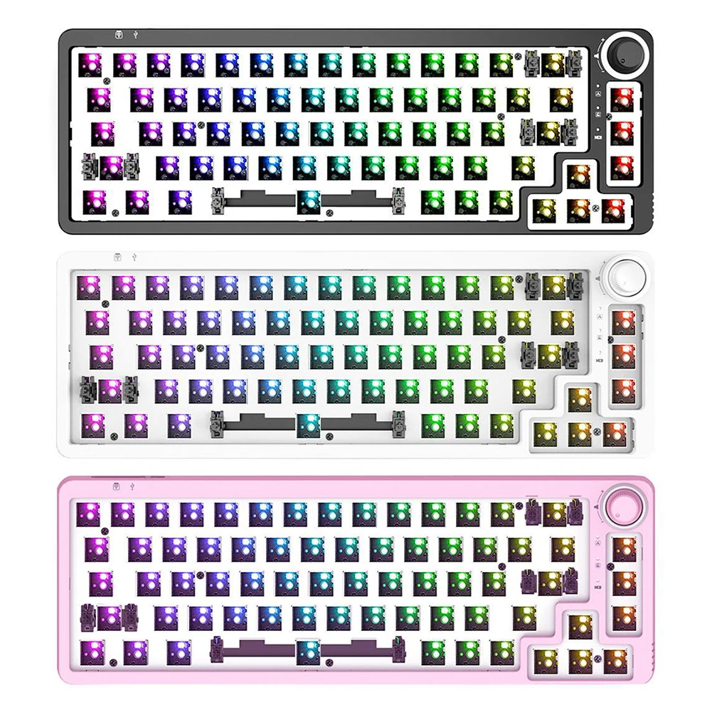 

3 Modes 60 Percent NKRO DIY Mechanical Hotswap Keyboard Kits Ergonomic 68 Keys RGB Wireless Gaming Keyboard for Laptop Desktop