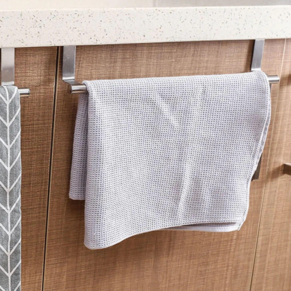

Towel Rack Over Door Towel Bar Hanging Holder Stainless Steel Bathroom Kitchen Shelf Hanger 2 pieces Long and short combination