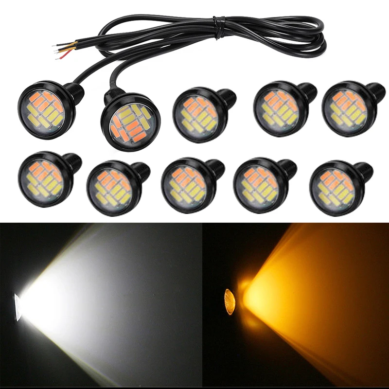 10 Pieces 23mm Led Eagle Eye 4014 LED Waterproof Daytime Running Lights Source Backup Reversing Parking Signal Lamp Amber HLXG | Автомобили