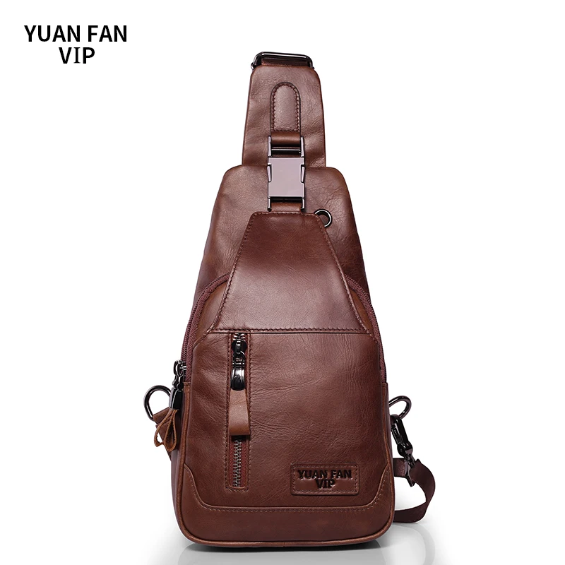 Высококачественные нагрудные сумки из натуральной кожи для мужчин через плечо
