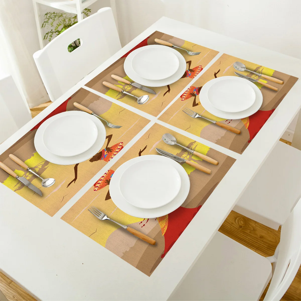 Набор из 4/6 салфеток для обеденного стола Африканский женский коврик места на