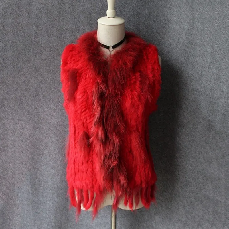 Жилет из натурального меха кролика женский жилет роскошный элегантный воротник
