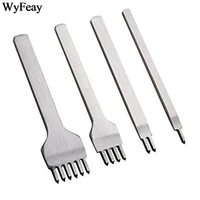 4pcsset leather craft tools hole punches lacing stitching hand stitched white steel linger hiratsuka prong punch punching kits
