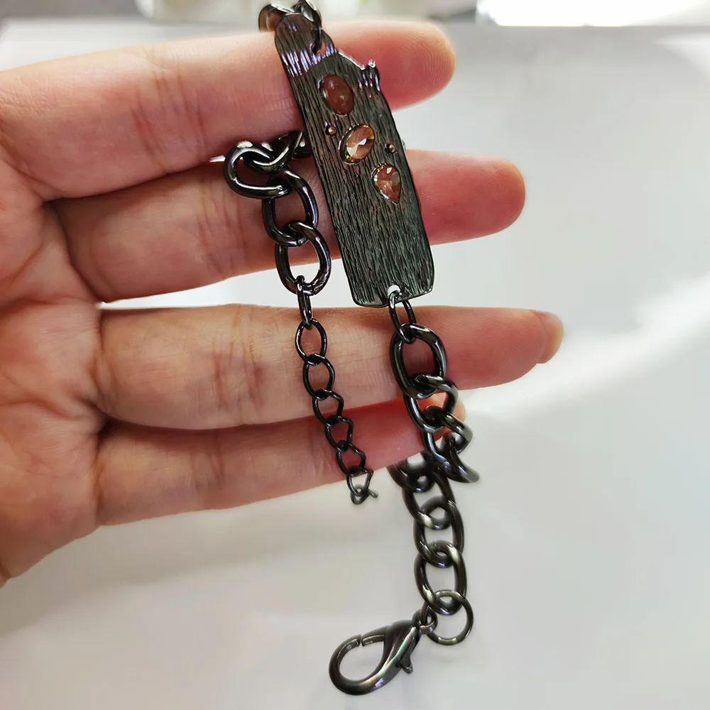 Браслет-цепочка унисекс с фианитом для мужчин и женщин | Украшения аксессуары