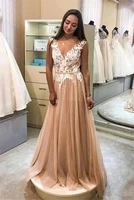 elegant prom dresses 2020 deep v neck appliques formal party evening gowns plus size special occasion dresses vestido de festa