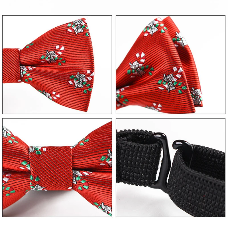 

Ricnais Boys Christmas Bow Ties Snowflake Christmas Tree Pattern Bow Tie For Children Kids Gifts Red Blue Bowtie Size 9cm*5cm