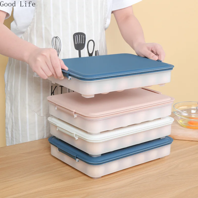 

24Grids Refrigerator Egg Storage Box Kitchen Plastic Egg Rack Holder Household Buckle Cover Type Egg Fresh-Keeping Containers