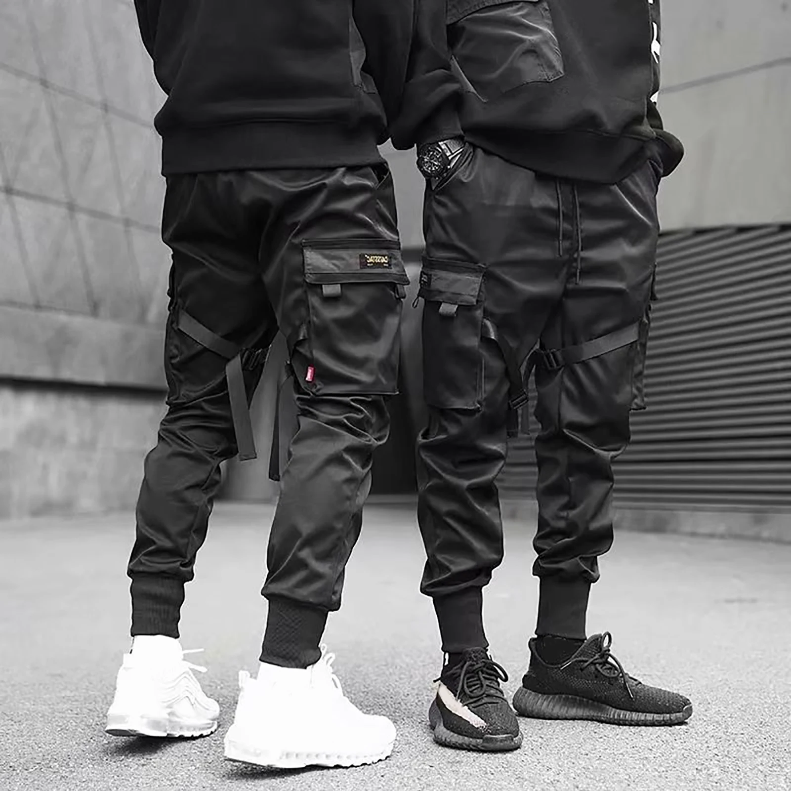 Брюки карго мужские хлопковые на завязках с множеством карманов|Повседневные