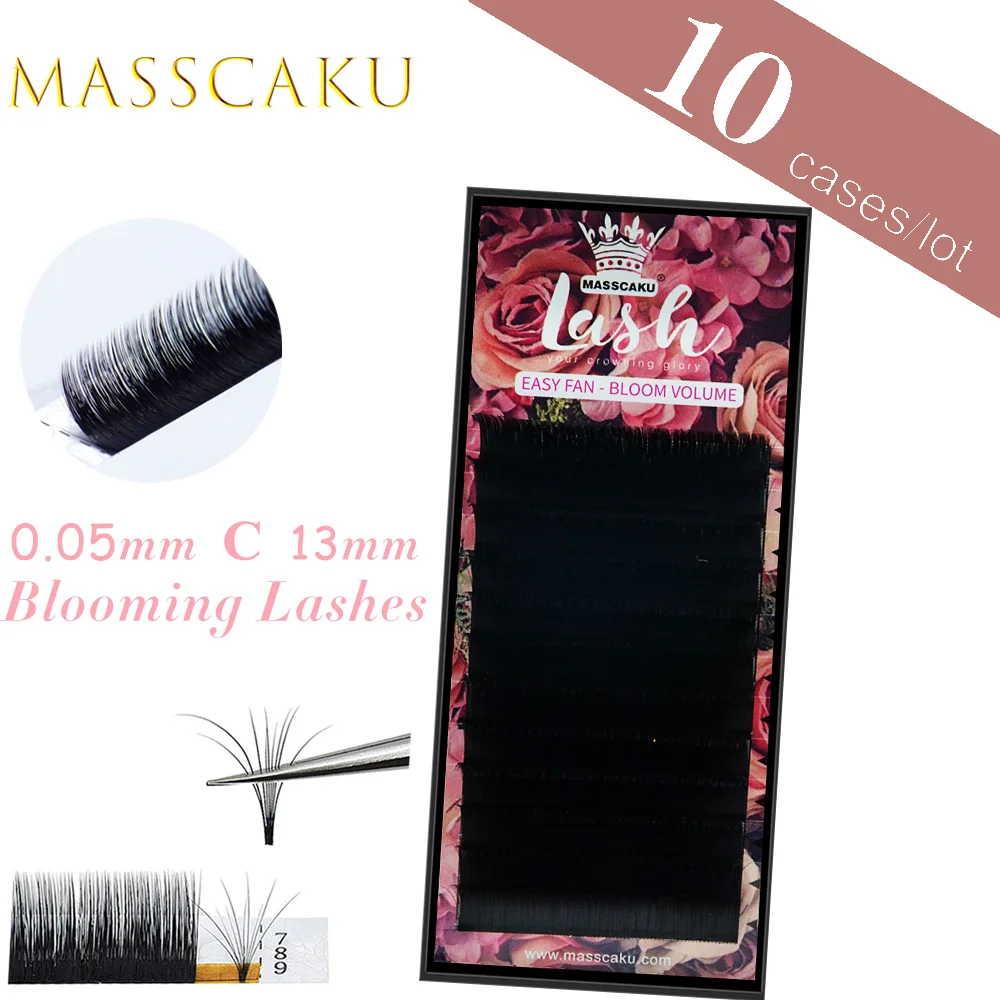 

MASSCAKU 10Cases/Lot Magic Lashes Easy Fanning Eyelashes for Extensions Bloom Flare Russian Eyelash Extension Volume Cilia