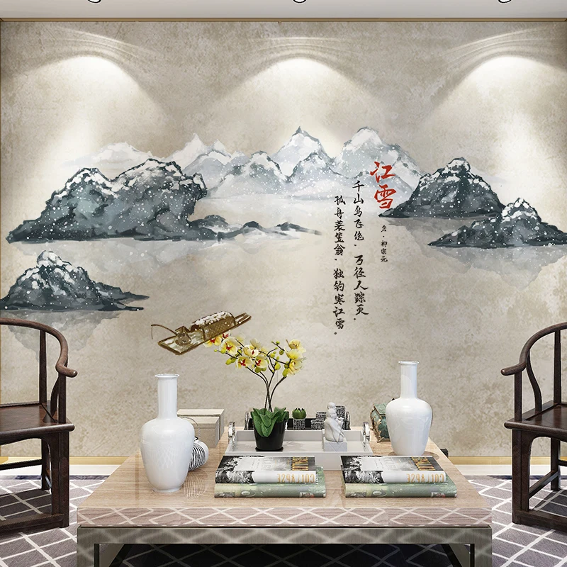 

Chinese Style Landscape art Wall Stickers home Living Room TV Background Wall Decals Home Office Decor Teen Room Decor mural
