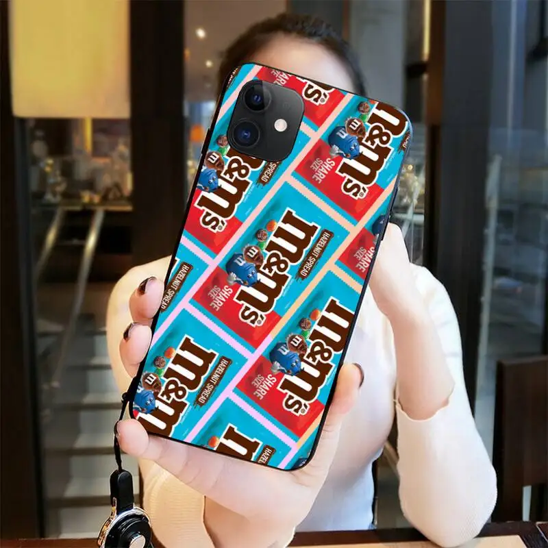 Коробка конфет M &amp M's Черная мягкая крышка чехол для телефона iPhone 11 pro XS MAX 8 7 6 6S