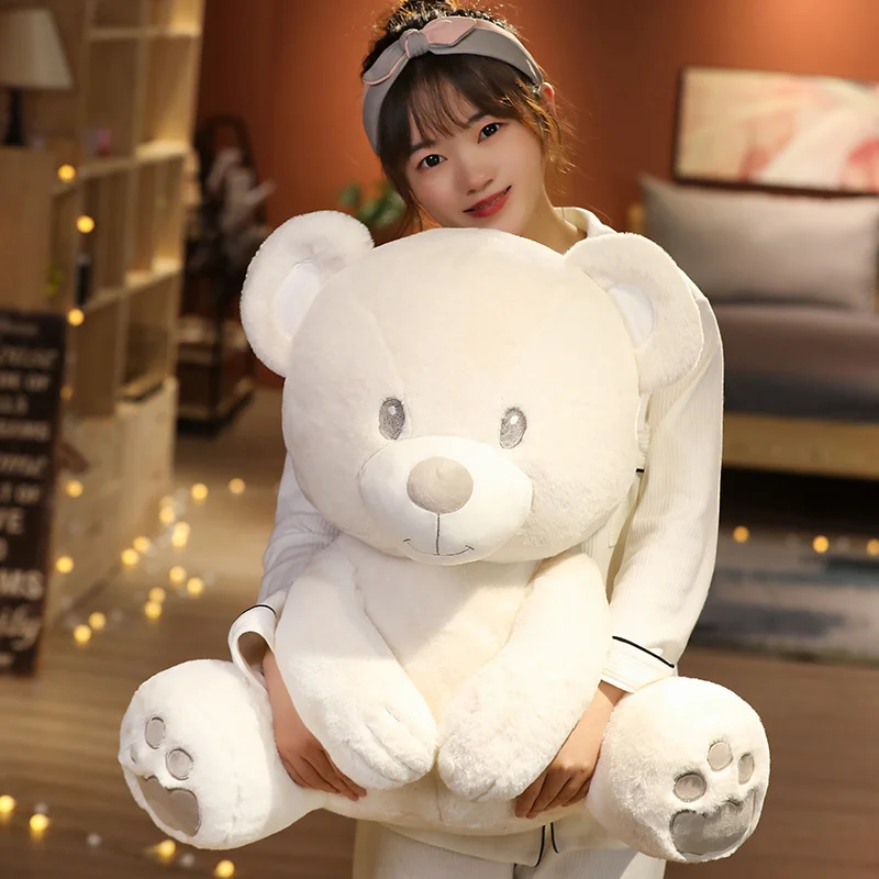 

Hot Nice 1PC 25cm-60cm Huggable Stuffed High Quality Classic White Teddy Bear Plush Toys Cute Dolls Lovely Gift for Girls