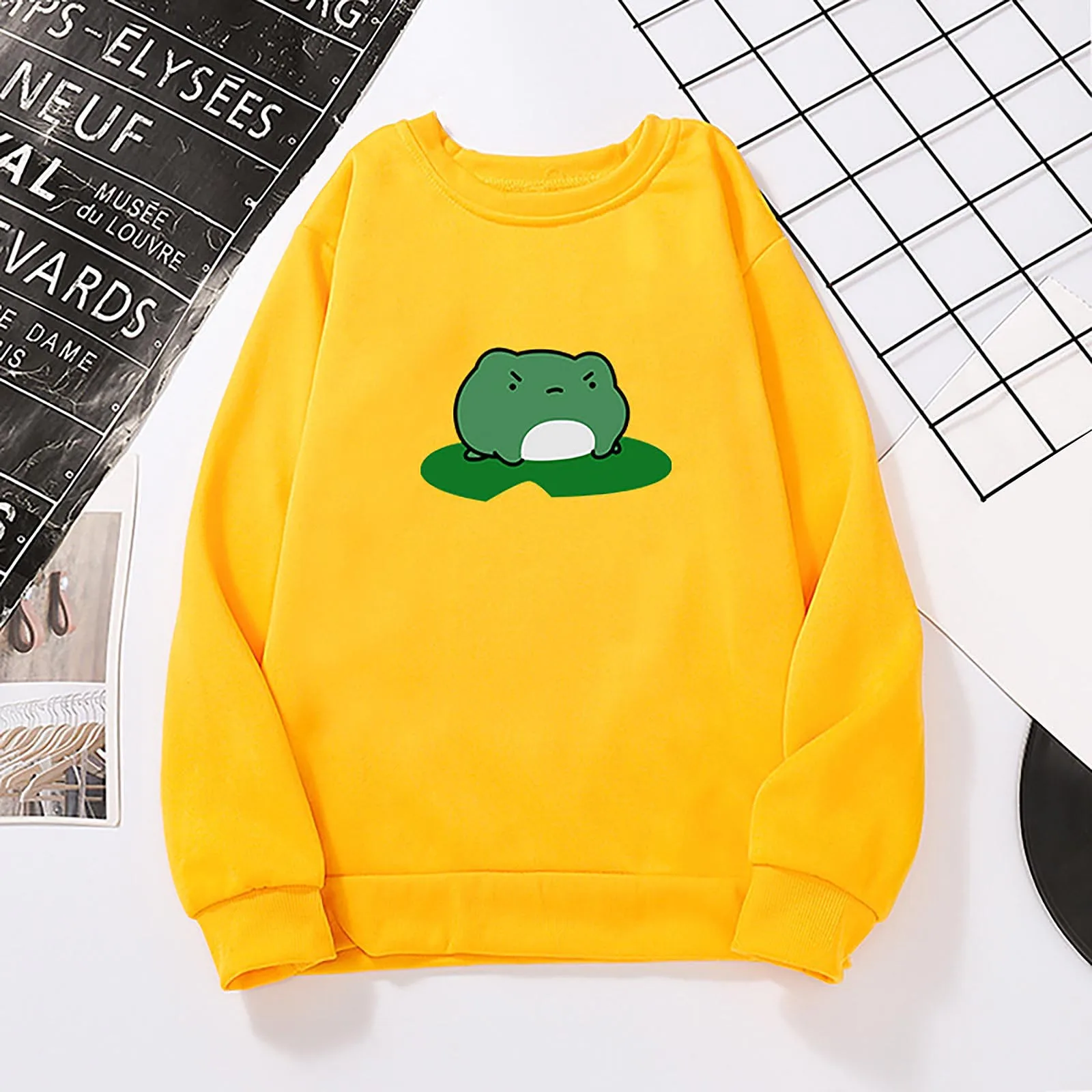 Hoodies Sporty Cartoon Frog Print Warm Sweatshirt Woman With Hood Punk Kpop Women'S Clothing Loose Fleece Hoodie Women @@