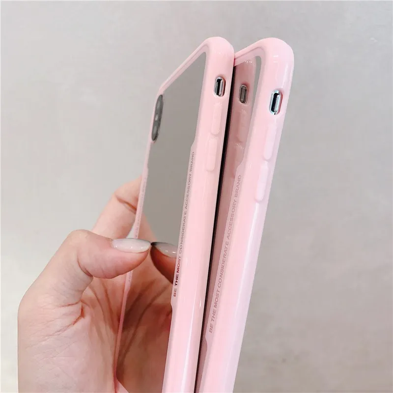 Зеркальный чехол для Iphone 13 12 11 Pro XS Max XR X 7 8 6 Plus противоударный розовый мягкий