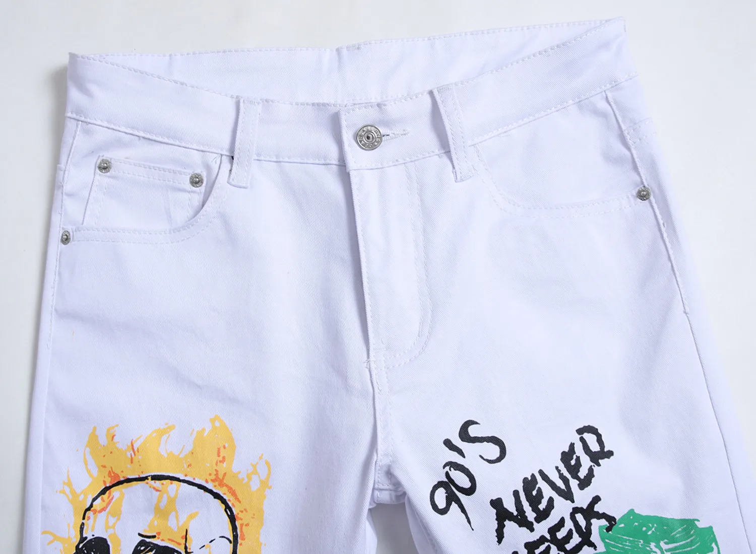 

New men casual pants slim printing stretch slacks pants chinos white trousers cotton hip hop Summer Spring