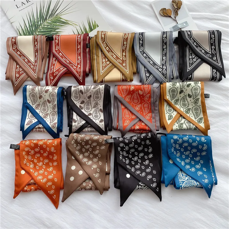 

Women Neck Ribbon Hair Scarf Bag Handle Wrap Tie Straps Long Widen 10cm Kerchief Elegant Vintage Fashion