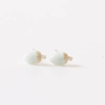 K024 BIGBING ювелирные изделия Модные DIY Банан клубника Яблоко Вишня сосна яблоко лимон арбуз сосновый орех серьги-гвоздики из керамики - Metal Color: Pine nut green