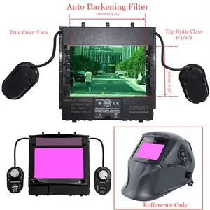 Сварочный фильтр, размер обзора 100x65 мм (3,94x2,56 дюйма), солнечные 4 датчика, автозатемнение 1111, полный диапазон оттенков 4(3)-13, для сварочных шлемов