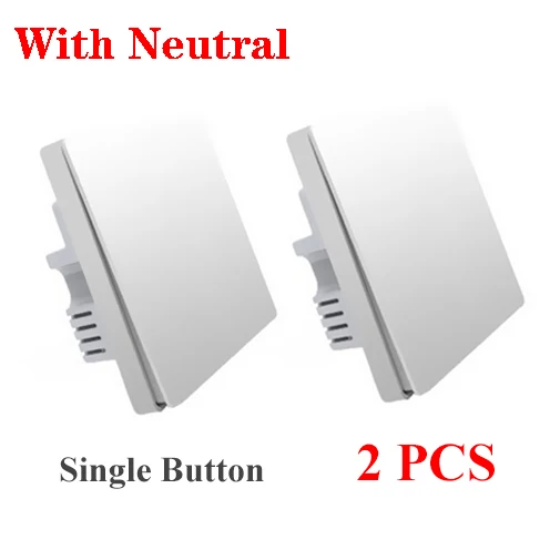 2pcs with neutral 1 Умный настенный выключатель Xiaomi Aqara, светильник управления, беспроводной переключатель Zigbee, нет, нейтральный, нулевой, пожарный провод, умный пульт дистанционного управления - Цвет: 2pcs with neutral 1