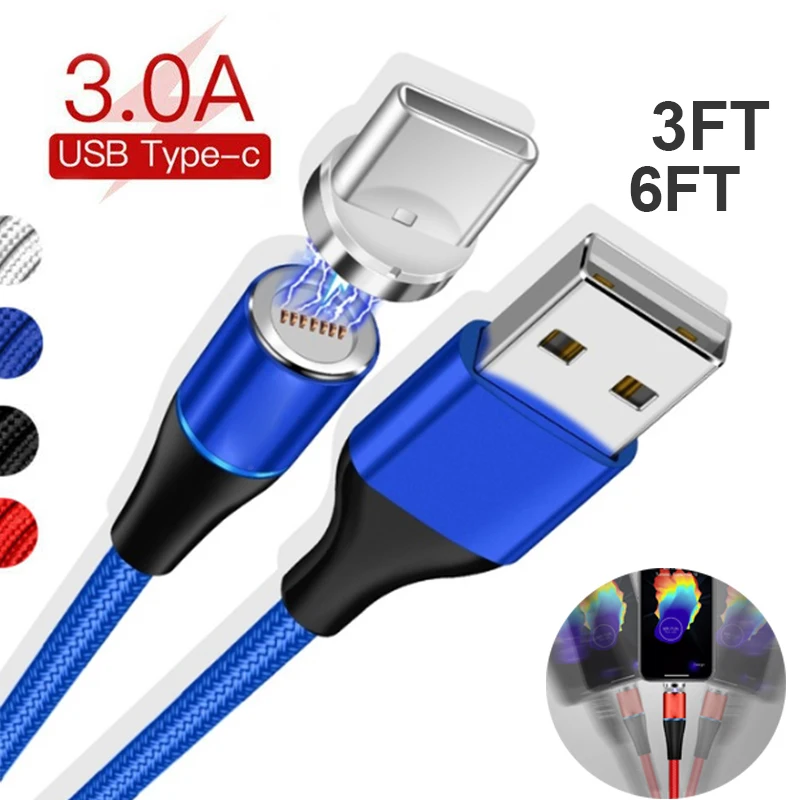 Магнитный кабель 3A type C USB быстрое зарядное устройство для мобильных телефонов