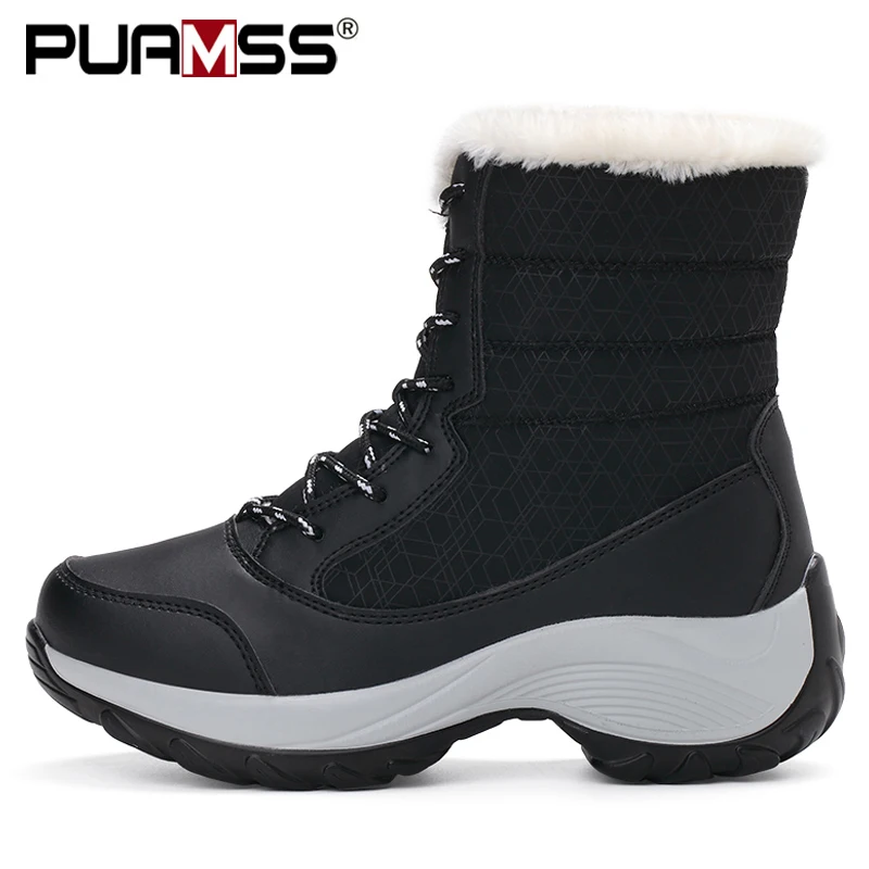 Женские ботинки зимние теплые высококачественные кожаные до середины икры