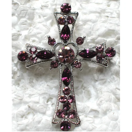 Purple and Red Small Cross Pin brooches C254 D.C