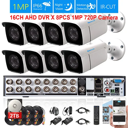 16CH DVR x 8 Camera Toprohoime система видеонаблюдения с разрешением Full HD AHD 2MP 1920X1080P день/ночь безопасности Камера комплект 16Ch H.265 2MP AHD DVR система 4 ТБ - Цвет: 16CH DVR x 8 Camera