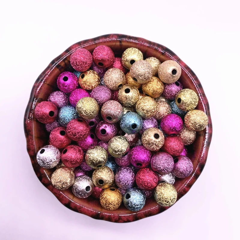 

4/6/8/10/12mm Frosted Stardust Round Acrylic Beads Loose Spacer Beads for Jewelry Making DIY Bracelet Accessories #05