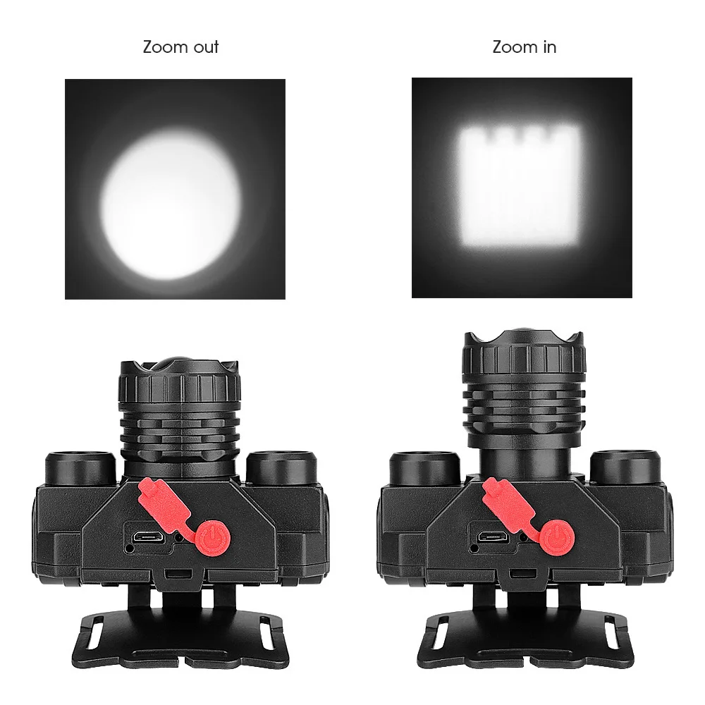 Portable T6 COB Headlamps 4 Modes 18650 Head Flashlight USB Rechargeable Handband Lights Zoomable Mini Fishing Headlights | Лампы и