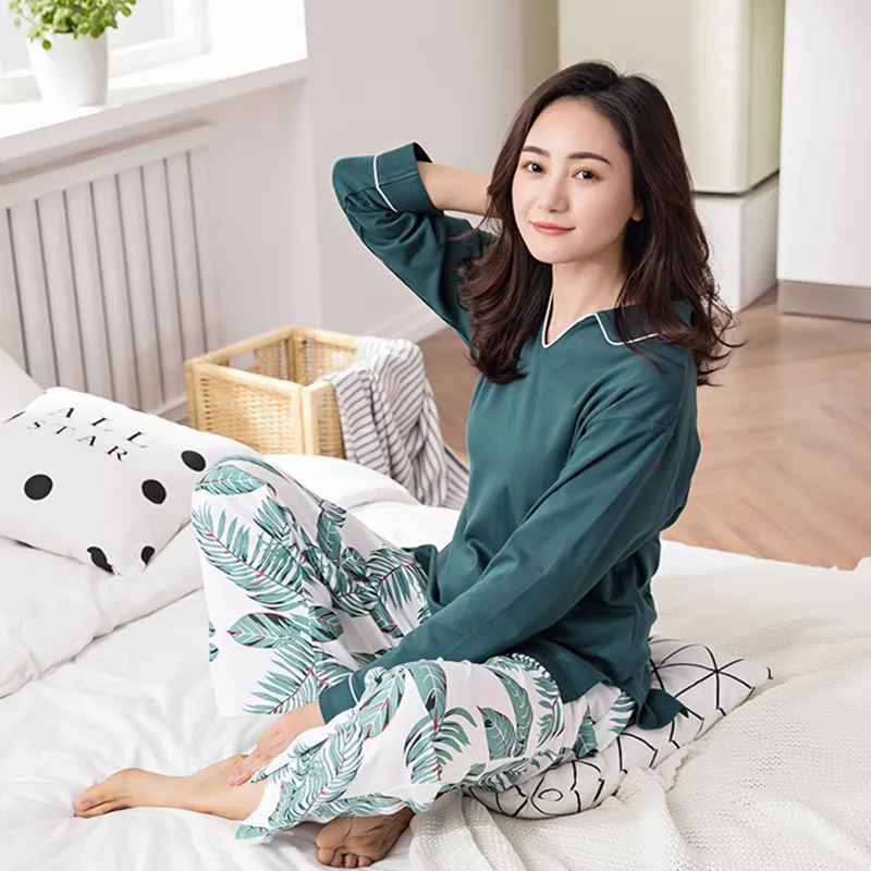 Fdfklak Suit For Pregnant Pyjamas Sleepwear Matternity Clothes Korean Homewear 2020 Spring Autumn Cotton Pregnancy Pijama enlarge