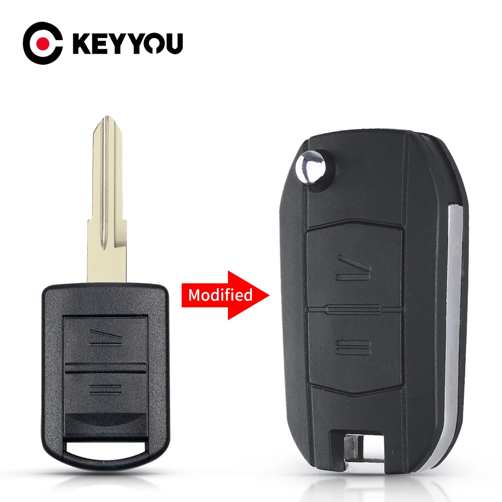 

KEYYOU For Vauxhall Opel Corsa C Combo Tigra Meriva Agila 2 Button Car Remote Key Shell Modified Flip Fob Replacement Uncut Case