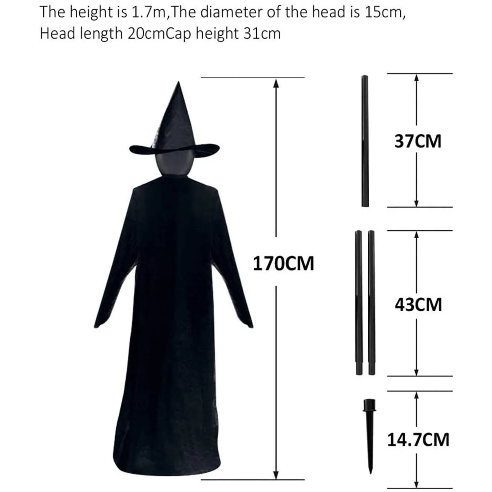 

Halloween Glowing Witches Voice Control 3pcs Light-up Witches Decorations Set Outdoor Waterproof Fabric Screaming Witches