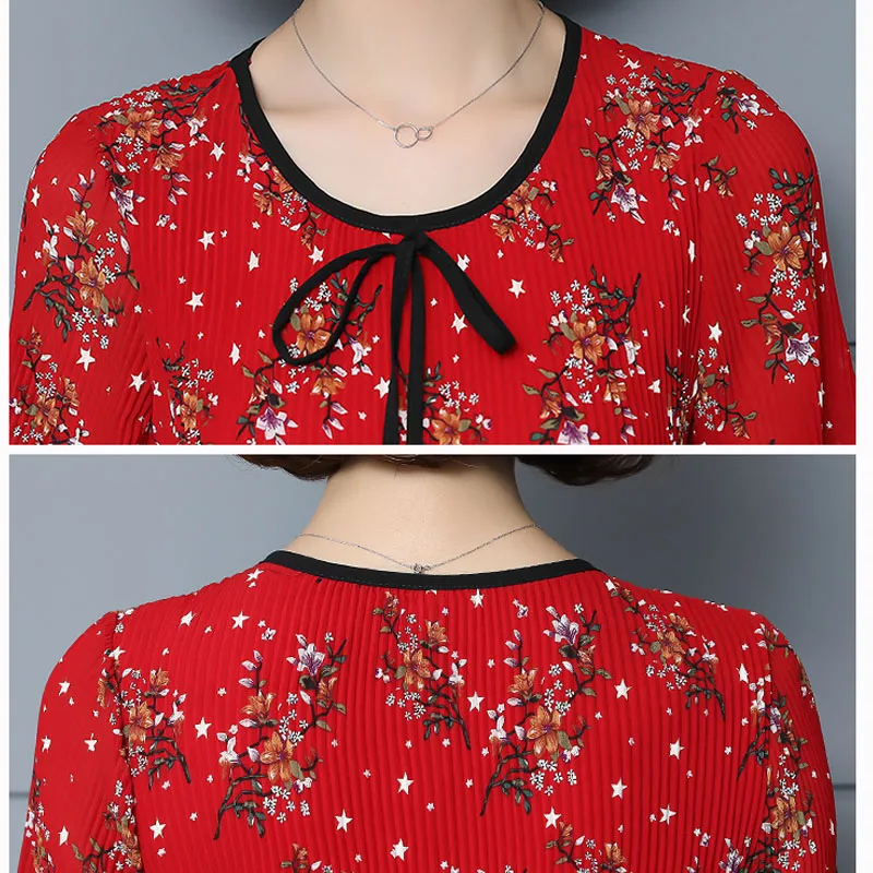 Модное летнее женское платье 2020 шифоновое Красное и черное с бантом для женщин