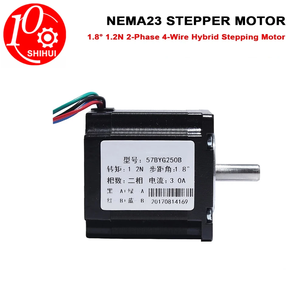 

NEMA23 57 Hybrid Stepping Motor 56mm 1.8° Axial Diameter 8mm/6.35mm Single Shaft / Double Shaft 1.2N 24V 2-Phase 4-Wire DC Motor