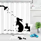 Забавная кроличья тень занавеска для душа черно-белая Водонепроницаемая занавеска для ванной занавеска Водонепроницаемая полиэфирная ткань занавеска для ванной с 12 крючками
