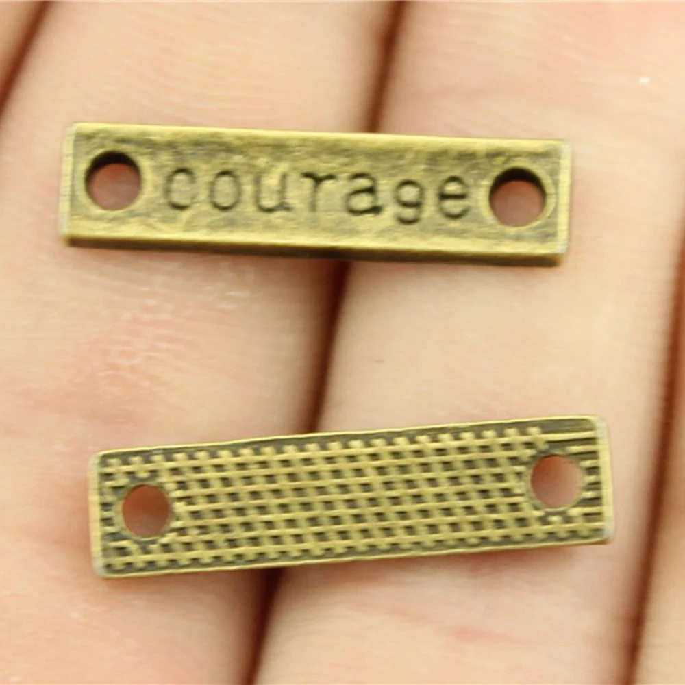 

30pcs Courage Connector Charms For Jewelry Making Antique Bronze Antique Courage Charms Charm Courage Connector 24x6mm