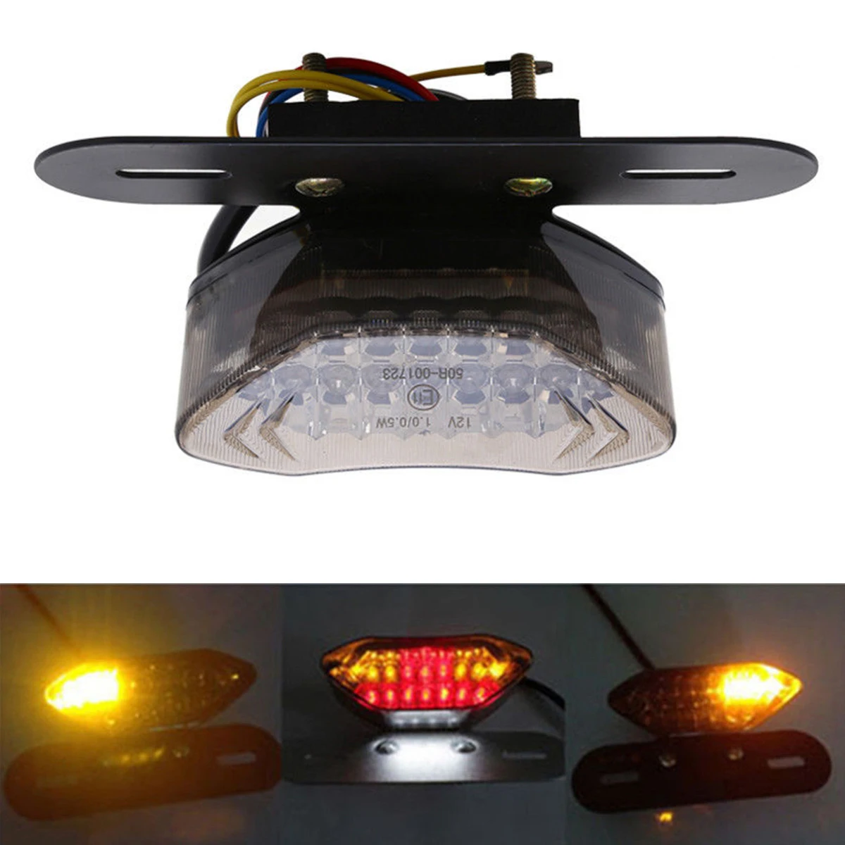 

12V 20LED Motorcycle Brake Tail Turn Signal Light License Plate Integrated Light With Bracket Tail Turn Signal Integrated Light