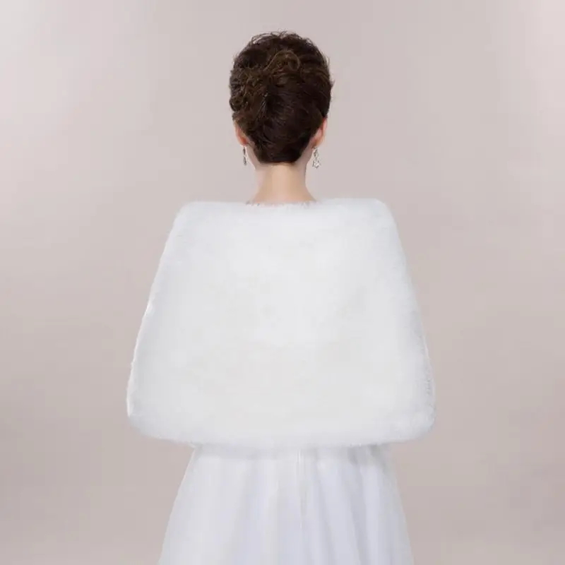 

Womens Winter Wedding Thicken Plush Off Shoulder Shawl Wrap Bolero Prom Bridal Evening Party Formal Large White Shrug Cape